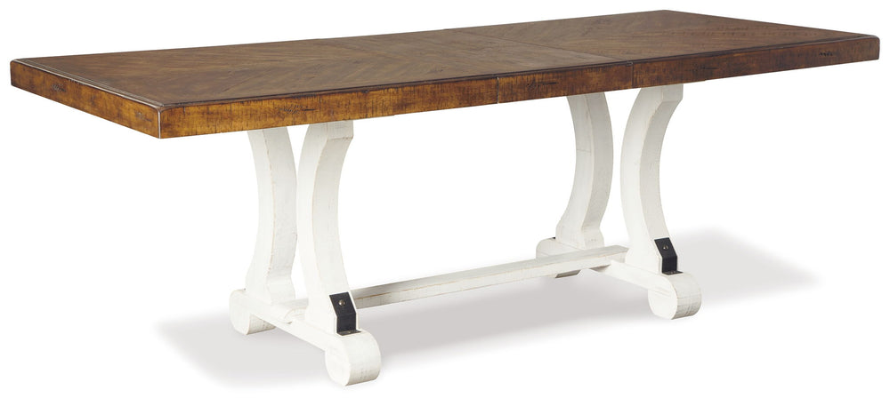 Valebeck - Mesa de comedor rectangular - Blanco / Marrón