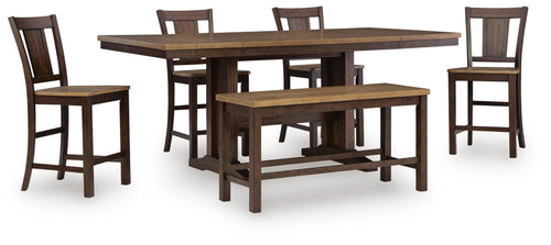 Rylandeen - Counter Height Extension Dining Table Set #6pc.table,4stools,bench