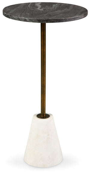 Caramont - Mesa auxiliar con base blanca - Acabado negro/blanco/dorado