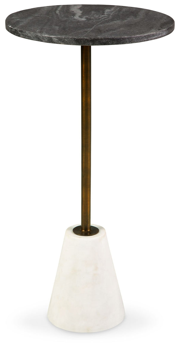 Caramont - Mesa auxiliar con base blanca - Acabado negro/blanco/dorado