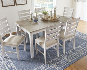 Skempton - Juego de mesa de comedor (7 piezas) - Blanco