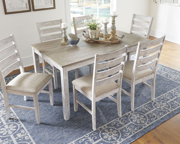 Skempton - Juego de mesa de comedor (7 piezas) - Blanco