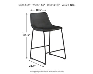 Centiar - Upholstered Barstool (Set of 2) #black #19''wx22''dx35''h