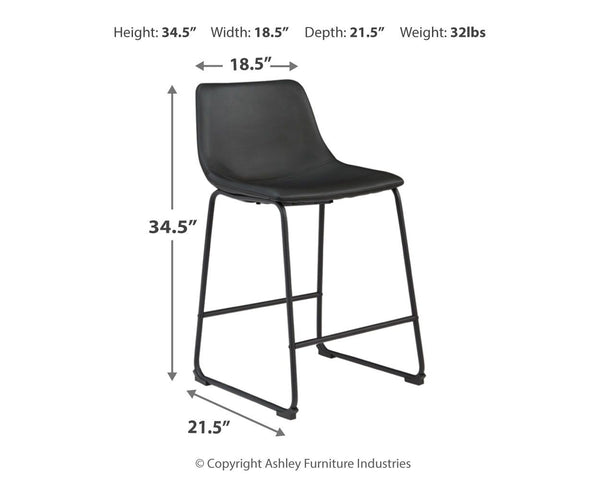 Centiar - Upholstered Barstool (Set of 2) #black #19''wx22''dx35''h
