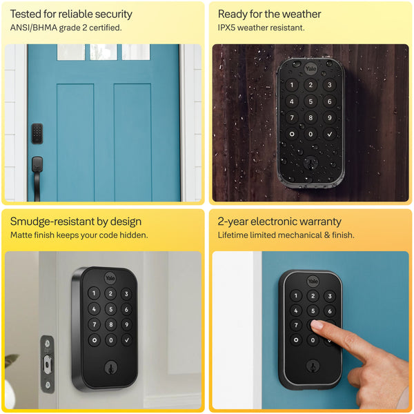 Yale - Assure Lock 2 - Smart Lock Wi-Fi Deadbolt with Push Button Keypad | Key Access - Satin Nickel