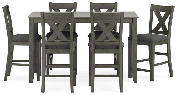 Caitbrook - Rect Drm Counter Table Set (Set of 7) - Gray