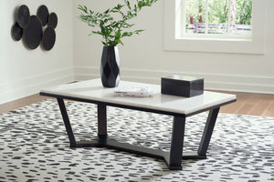 Fostead - Mesa de centro rectangular - Blanco / Espresso