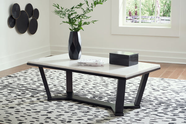 Fostead - Mesa de centro rectangular - Blanco / Espresso