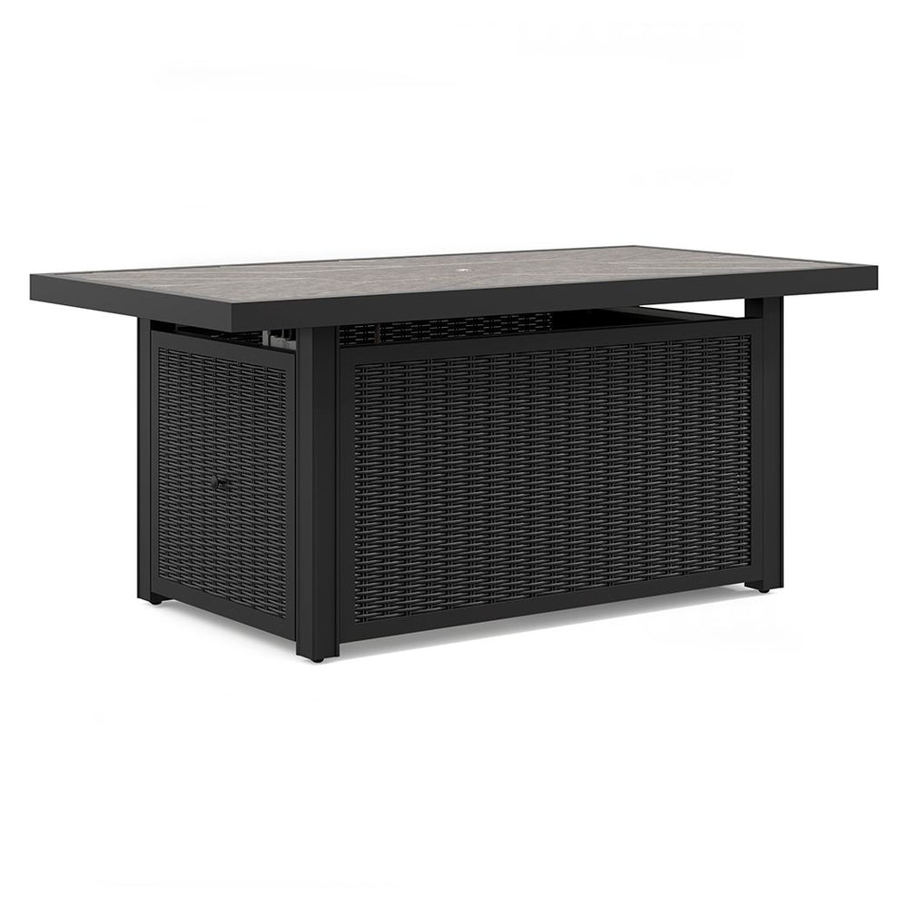 Beachcroft - Rectangular Fire Pit Table - Black / Light Gray