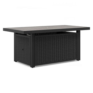 Beachcroft - Rectangular Fire Pit Table - Black / Light Gray