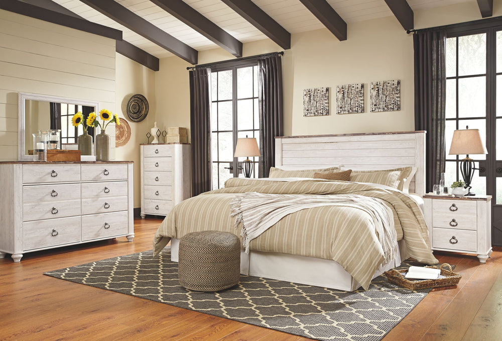 Willowton - Bedroom Set #4pc.panelheadboard,dresser,mirror,chest|6pc.panelheadboard,dresser,mirror,chest,2nightstands #king