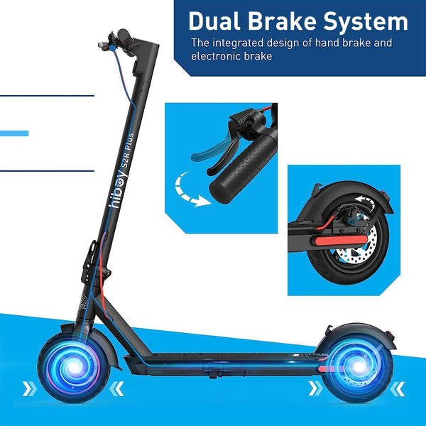 HiBoy - S2R Plus Foldable Electric Scooter w/ 22 mi Max Operating Range & 19 mph Max Speed - Black
