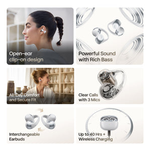 Shokz - OpenDots 2 Open-Ear Clip On True Wireless Bluetooth Earbuds - Gray