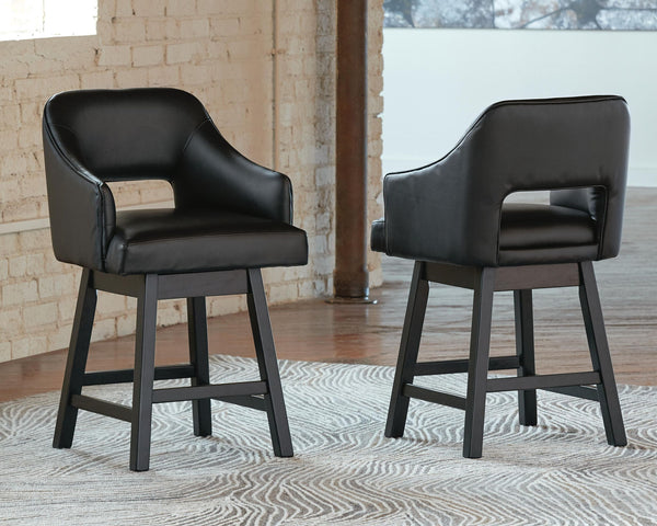 Tallenger - Upholstered Swivel Barstool (Set of 2) #black #24''wx23''dx38''h