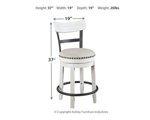 Valebeck - Full Back Swivel Stool #white