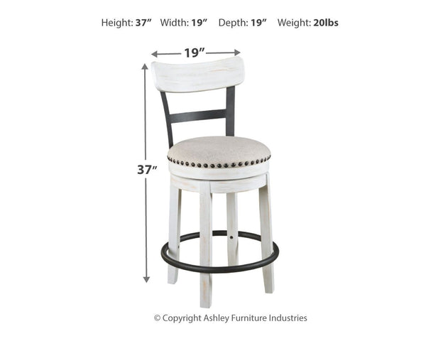 Valebeck - Full Back Swivel Stool #white