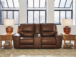 DeepWakes - Power Reclining Loveseat / Console / Adjustable Headrest #darkbrown