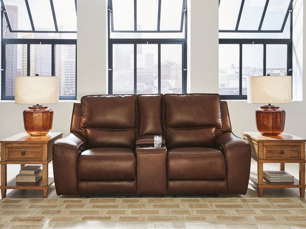 DeepWakes - Power Reclining Loveseat / Console / Adjustable Headrest #darkbrown