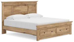Makidern - Panel Storage Bed #lightbrown #king #storagefootboard