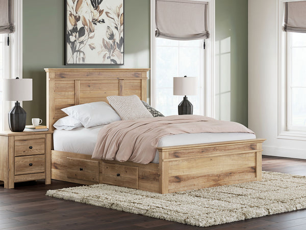 Makidern - Panel Storage Bed #lightbrown #queen #underbedstorageunit