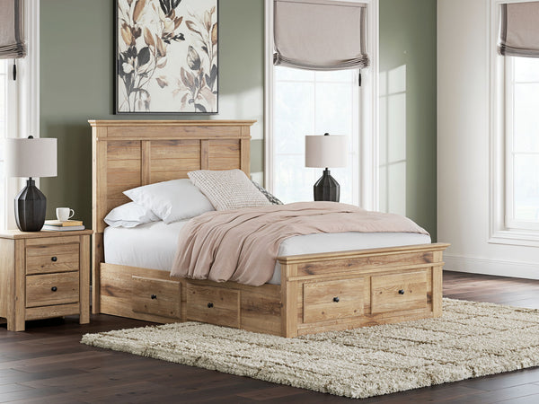 Makidern - Panel Storage Bed #lightbrown #full #2underbedstorageunitsandstoragefootboard