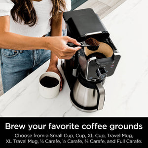Ninja - DualBrew PRO 12-Cup Specialty Coffee System with Thermal Carafe, K-Cup Compatible, Hot Water System & Frother - Black/Silver