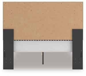 Zuraleus - Upholstered Panel Platform Bed With Roll Slats #black #queen