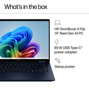 HP - OmniBook X Flip 2-in-1 - Copilot+ PC - 14" 2K Touch-Screen Laptop - Intel Core Ultra 5 226V - 16GB Memory - 512GB SSD - Atmospheric Blue