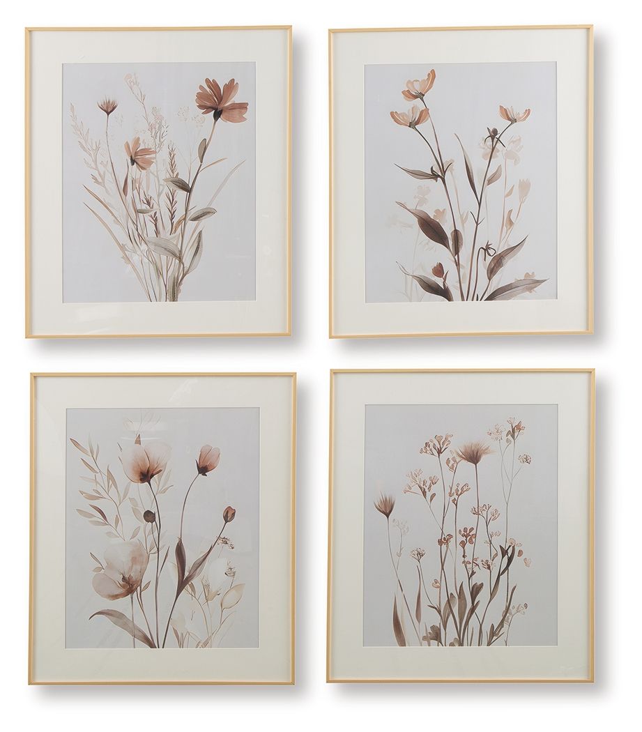 Chettings - Set de arte de pared (Set de 4) - Beige / Gris / Rosado