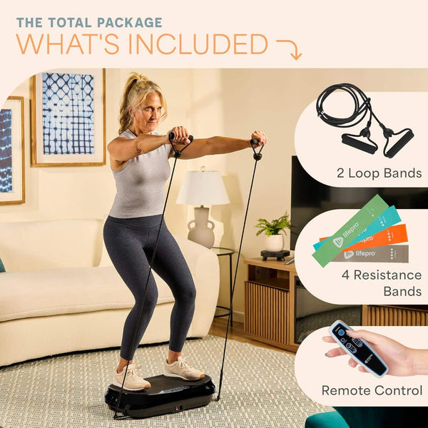 LifePro - Waver Mini Vibration Plate Exercise Machine – Portable Full Body Vibration Platform - Black