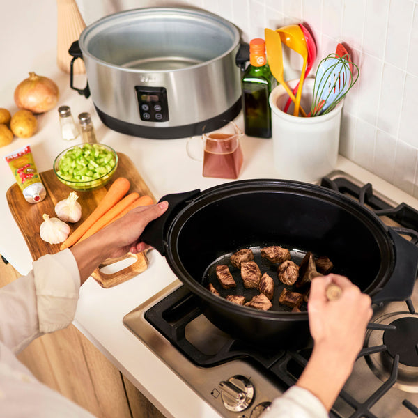 bella PRO - 7-qt. Programmable Slow Cooker with Searing Function - Stainless Steel