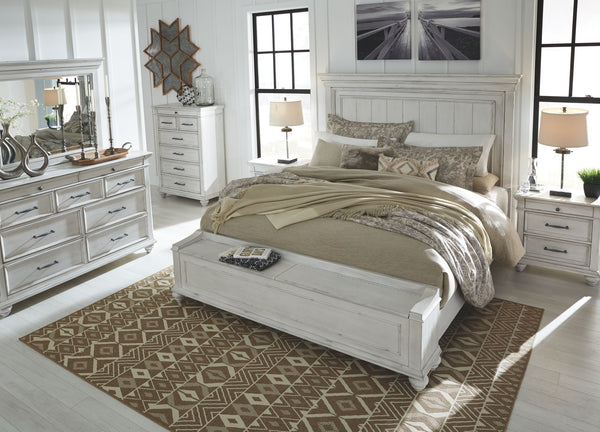 Kanwyn - Panel Bedroom Set #3pc.bed,dresser,mirror #king #storagebench