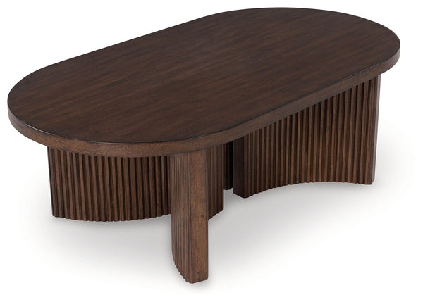 Korestone - Mesa de centro ovalada - Marrón oscuro