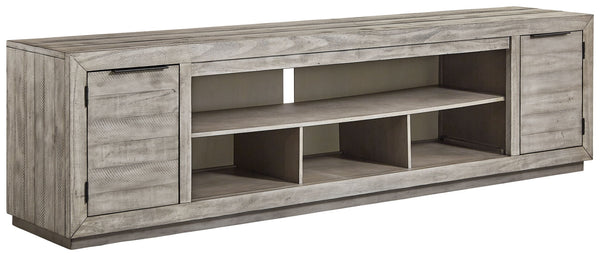 Naydell - XL TV Stand With Fireplace Option - Gray