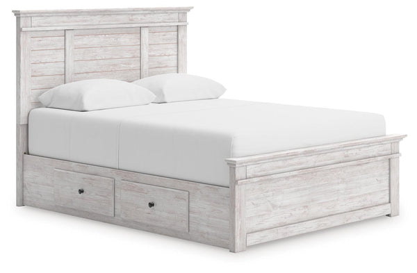 Makidern - Panel Storage Bed #white #queen #2underbedstorageunits