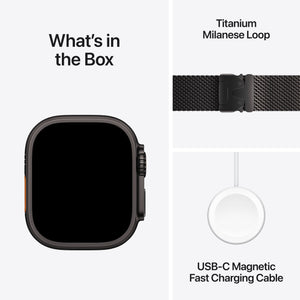 Apple Watch Ultra 3 (GPS+Cellular) 49mm Titanium Case with Titanium Milanese Loop - Large - Black - (2025)