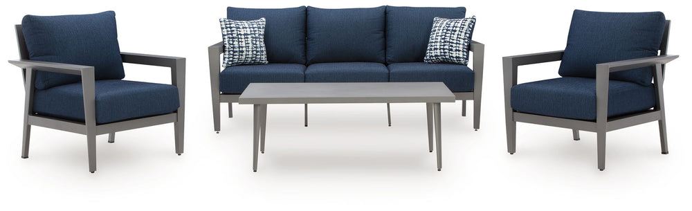 Gali - Sofa / Chairs / Table Set (Set of 4) - Gray / Blue
