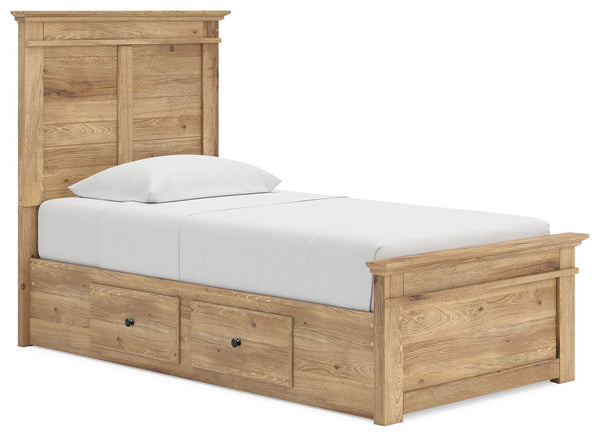 Makidern - Panel Storage Bed #lightbrown #twin #2underbedstorageunits