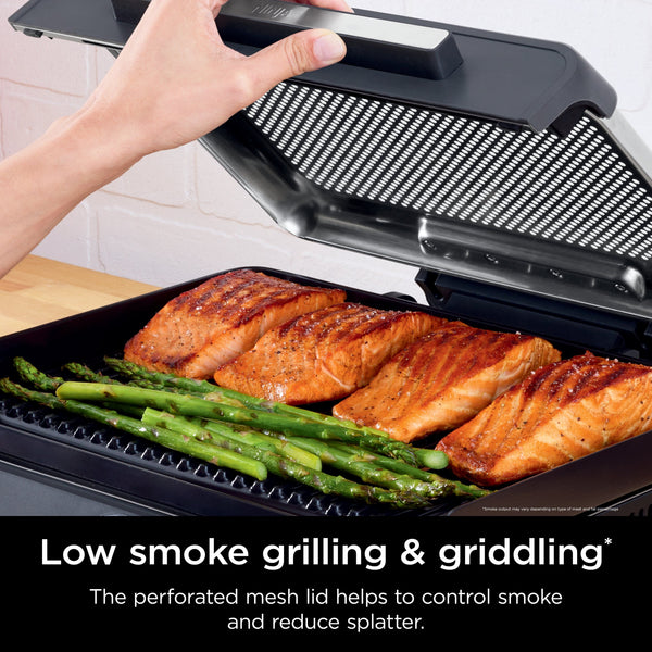 Ninja - Sizzle Countertop Indoor Grill & Griddle with Interchangeable Grill and Griddle Plates - Gray/Silver