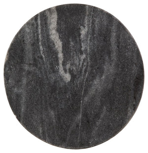 Caramont - Mesa auxiliar con base blanca - Acabado negro/blanco/dorado