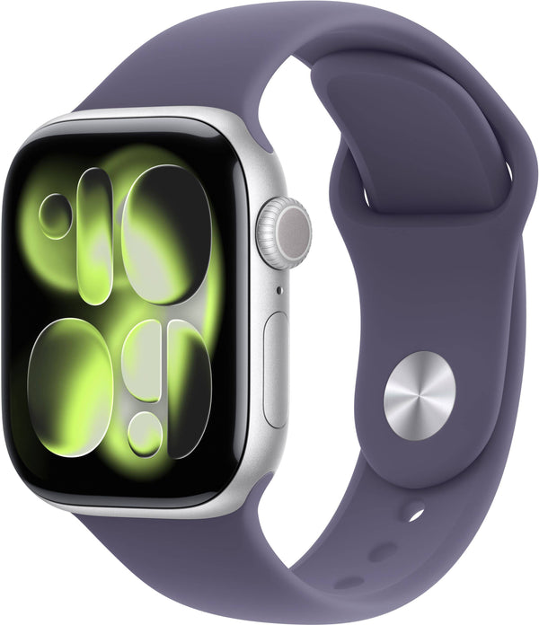 Apple Watch Series 11 (GPS) 42mm Silver Aluminum Case with Purple Fog Sport Band - S/M - Silver - (2025)