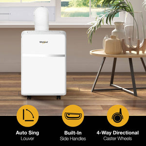 Whirlpool - 200 Sq. Ft. 8,000 BTU Portable Air Conditioner - White