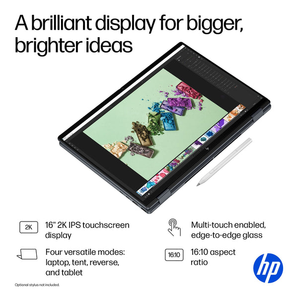 HP - OmniBook X Flip 2-in-1 - Copilot+ PC - 16" 2K Touch-Screen Laptop - Intel Core Ultra 7 256V '24 - 16GB Memory - 1TB SSD - Eclipse Gray
