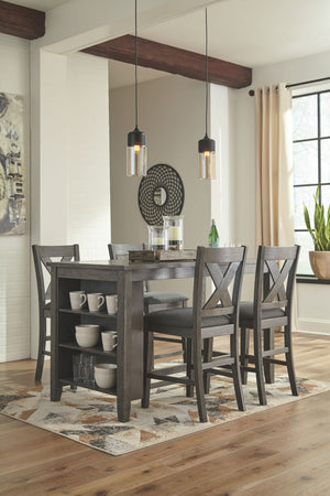 Caitbrook - Rectangular Counter Table Set #5pc.table,4upholsteredbarstools