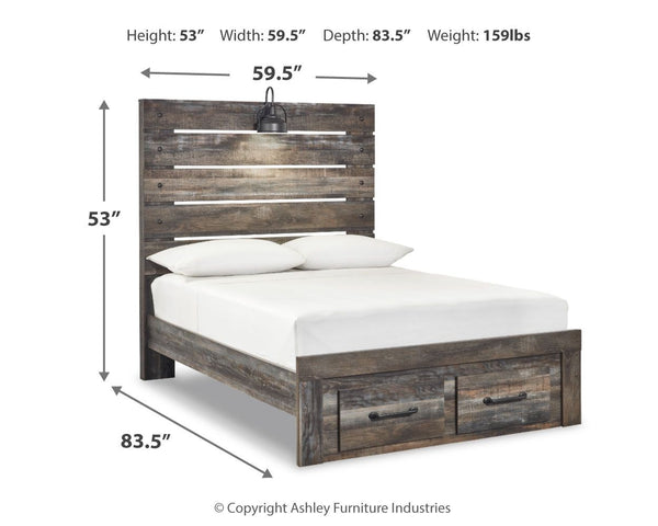 Drystan - Panel Bed #full #2drawers