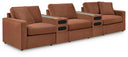 Modmax - 5 Piece Sectional #lightbrown #5pc.sectionalwith2audiosystemconsoles