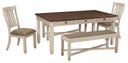 Bolanburg - Rectangular Dining Table Set #5pc.table,2upholsteredsidechairs,2upholsteredbenches
