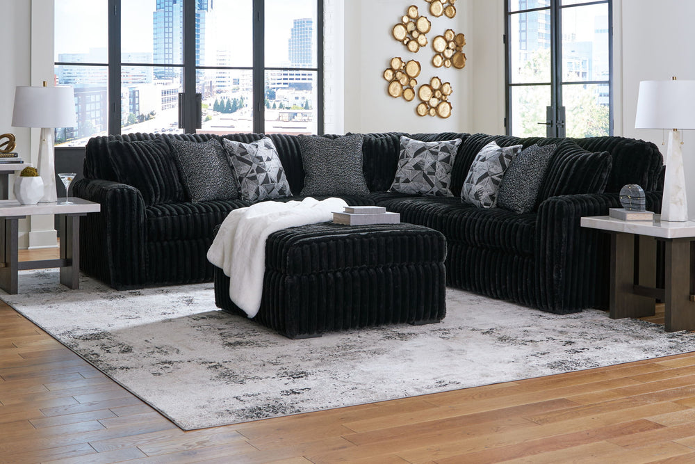 Midnight-Madness - Sectional Set #4pc.-3-piecedoublechaisesectional,ottoman