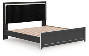 Zuraleus - Upholstered Panel Platform Bed With Roll Slats #black #king