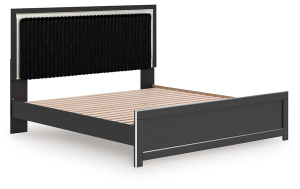 Zuraleus - Upholstered Panel Platform Bed With Roll Slats #black #king